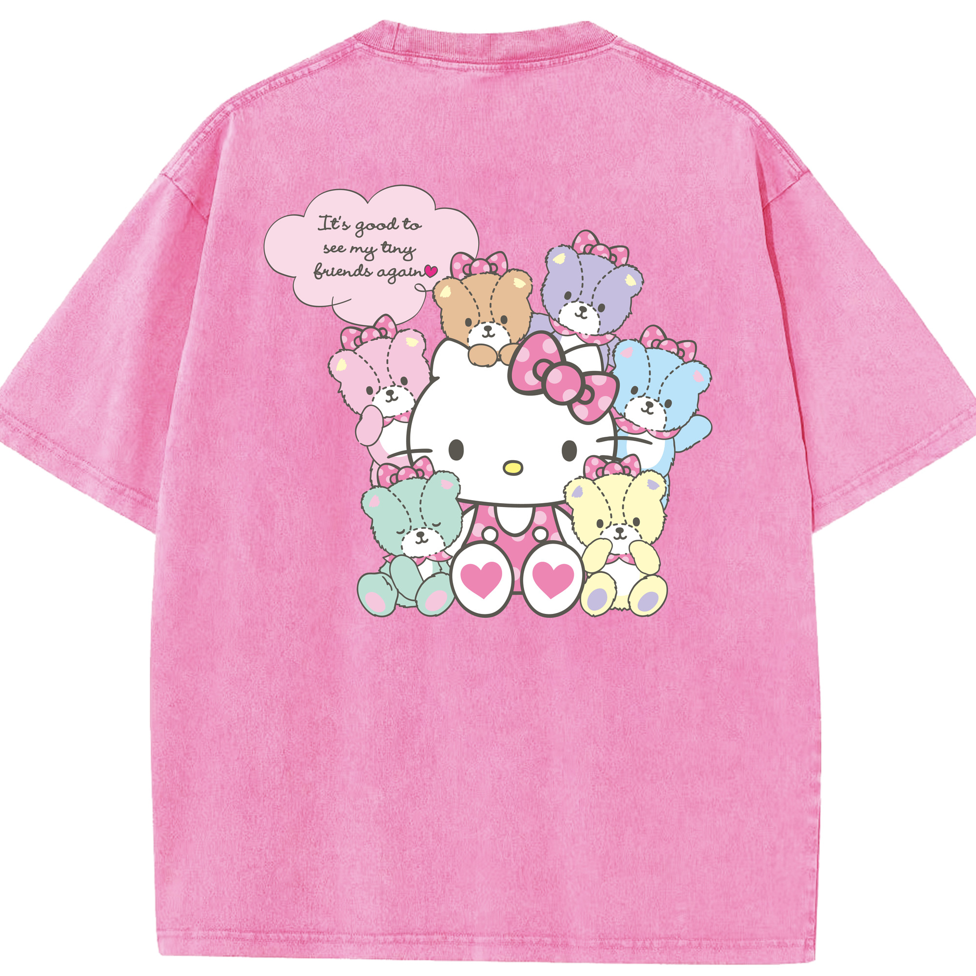 （画像用） Hello Kitty ハローキティ 綿100% ヴィンテージ風 半袖Tシャツ（背面プリント）